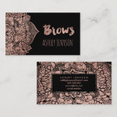 ばら色の金ゴールドのbohoの花の曼荼羅の額のタイポグラフィ 名刺 (正面/裏面)