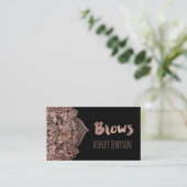 ばら色の金ゴールドのbohoの花の曼荼羅の額のタイポグラフィ 名刺 (スタンド正面)