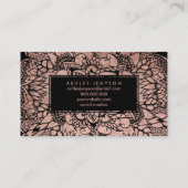 ばら色の金ゴールドのbohoの花の曼荼羅の額のタイポグラフィ 名刺 (裏面)