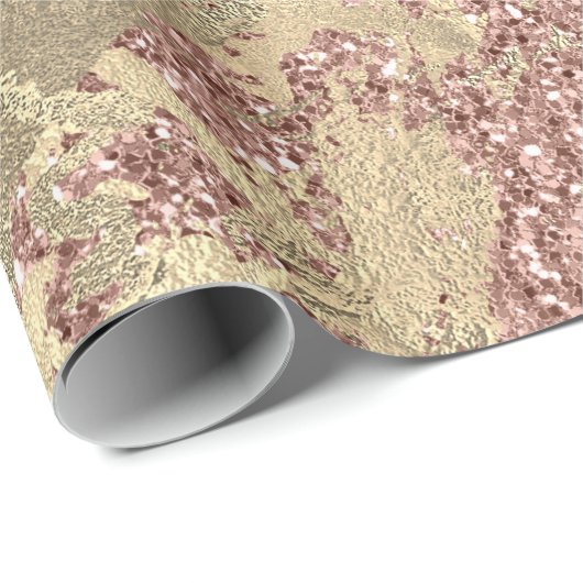 ばら色の金ゴールドのChampaigneの大理石のグリッターの金属の打撃 ラッピングペーパー (ロールコーナー)