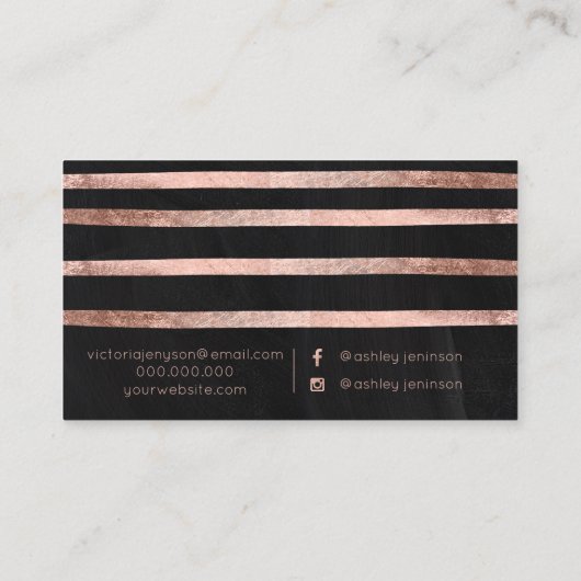 ばら色の金ゴールドのgeoの黒板の毛の化粧のタイポグラフィ 名刺 (裏面)