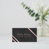 ばら色の金ゴールドのgeoの黒板の毛の化粧のタイポグラフィ 名刺 (スタンド正面)