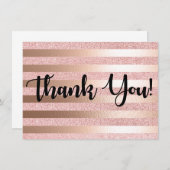 ばら色の金ゴールドのGlitter&Roseの金ゴールドホイルのサンキューカード サンキューカード (正面/裏面)