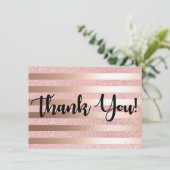 ばら色の金ゴールドのGlitter&Roseの金ゴールドホイルのサンキューカード サンキューカード (スタンド正面)