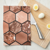 ばら色の金ゴールドのhexaglam キッチンタオル (四つ折り)
