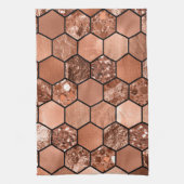 ばら色の金ゴールドのhexaglam キッチンタオル (縦)