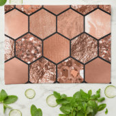 ばら色の金ゴールドのhexaglam キッチンタオル (折り畳み)