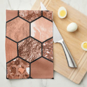 ばら色の金ゴールドのhexaglam キッチンタオル (四つ折り)