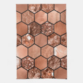 ばら色の金ゴールドのhexaglam キッチンタオル (縦)