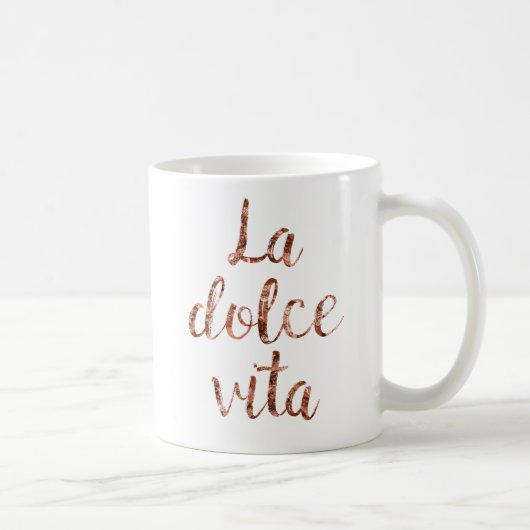 ばら色の金ゴールドのLa Dolce Vita コーヒーマグカップ (右)