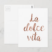 ばら色の金ゴールドのLa Dolce Vita ポストカード (正面/裏面)