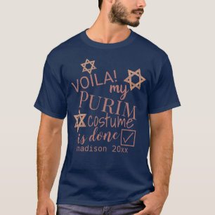 ばら色の金ゴールドのMagen David一流のおもしろいなPurimの衣裳 Tシャツ