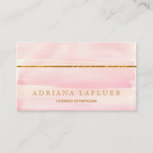 ばら色の金ゴールドエレガントな日のスパおよびサロンのピンク 名刺 (正面)