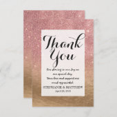 ばら色の金ゴールドグリッターによって砕かれるホイルのグラデーションな勾配 サンキューカード (正面/裏面)