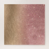 ばら色の金ゴールドグリッターによって砕かれるホイルのグラデーションな勾配 ジグソーパズル (横)