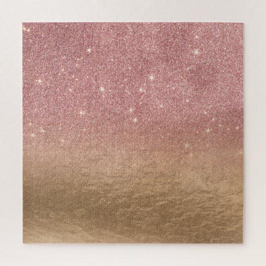ばら色の金ゴールドグリッターによって砕かれるホイルのグラデーションな勾配 ジグソーパズル (縦)