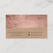 ばら色の金ゴールドブラシストローククラフトの毛の化粧のタイポグラフィ 名刺 (裏面)