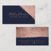 ばら色の金ゴールドブラシストローク海軍毛の化粧のタイポグラフィ 名刺 (正面/裏面)