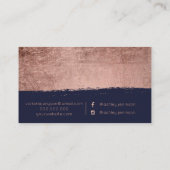 ばら色の金ゴールドブラシストローク海軍毛の化粧のタイポグラフィ 名刺 (裏面)