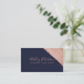 ばら色の金ゴールドブラシストローク海軍毛の化粧のタイポグラフィ 名刺 (スタンド正面)