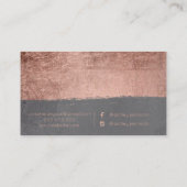 ばら色の金ゴールドブラシストローク灰色の毛の化粧のタイポグラフィ 名刺 (裏面)