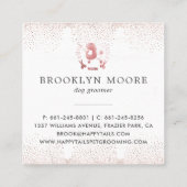 ばら色の金ゴールドペットグルーミングのロゴ|正方形ビジネス スクエア名刺 (裏面)