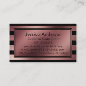 ばら色の金ゴールドホイルおよび黒い縞模様 名刺 (裏面)