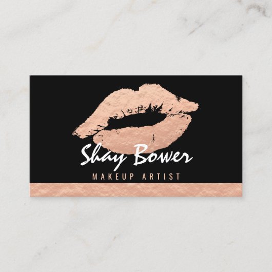 ばら色の金ゴールドホイルの一見のメーキャップアーティスト 名刺 (正面)