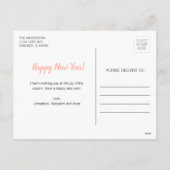 ばら色の金ゴールドホイルの明けましておめでとうの写真の郵便はがき シーズンポストカード (裏面)