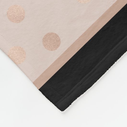 ばら色の金ゴールドホイルは黒板のモノグラムのな花柄に点を打ちます フリースブランケット (角)