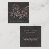 ばら色の金ゴールドホイル花の正方形ビジネス スクエア名刺 (正面/裏面)