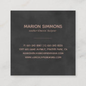 ばら色の金ゴールドホイル花の正方形ビジネス スクエア名刺 (裏面)