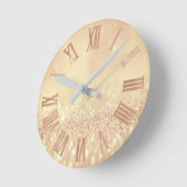 ばら色の金ゴールドレモングリッターのミニマルな金属ローマのNumer ラウンド壁時計 (傾斜)