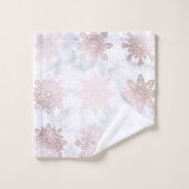 ばら色の金ゴールド及び大理石の雪片のクリスマスパターン バスタオルセット (ウォッシュタオル)