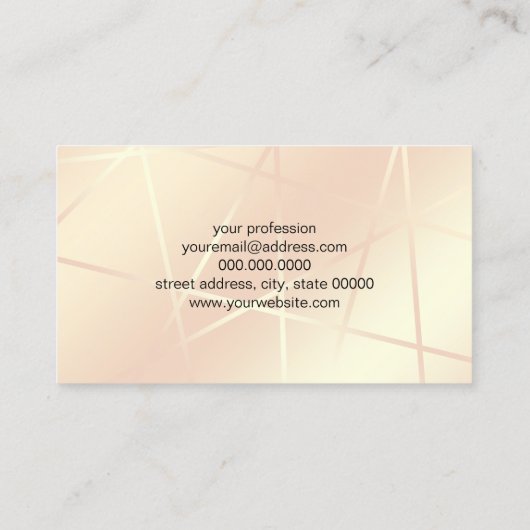ばら色の金ゴールド及び赤面のピンクの幾何学的なスタイルのコンサルタント 名刺 (裏面)