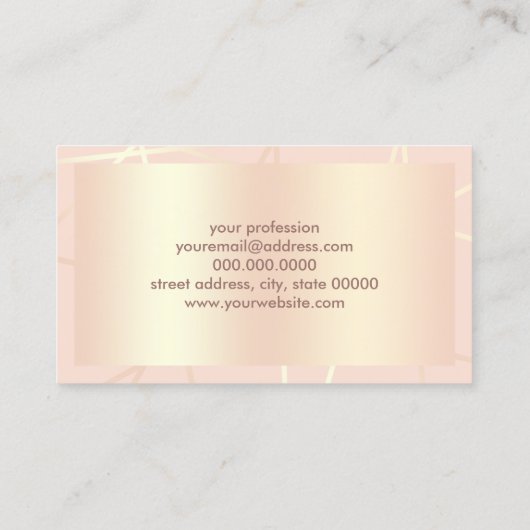 ばら色の金ゴールド及び赤面のピンクの幾何学的なメーキャップアーティスト 名刺 (裏面)