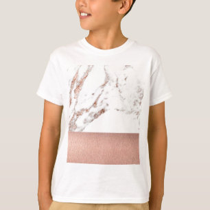 ばら色の金ゴールド大理石およびホイル Tシャツ