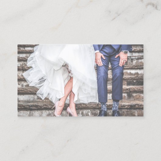 ばら色の金ゴールド海軍結婚式のカメラマンのタイポグラフィ 名刺 (裏面)