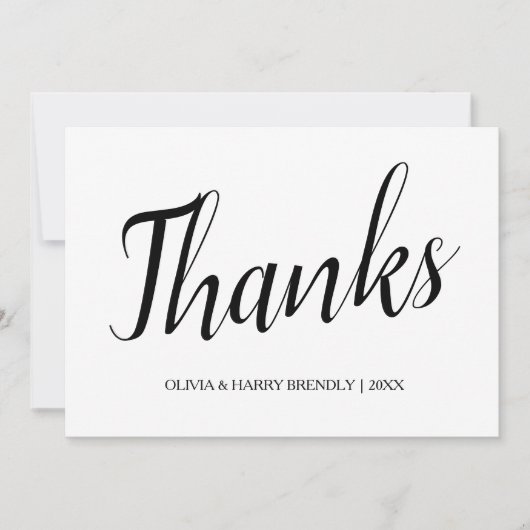 ばら色の金ゴールド|の白い結婚式は招待状感謝していしています サンキューカード (正面)