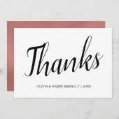 ばら色の金ゴールド|の白い結婚式は招待状感謝していしています サンキューカード (正面/裏面)