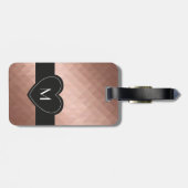 ばら色の金ゴールド、エレガントでシックな女の子のハートのモノグラム ラゲッジタグ (裏面横)