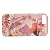 ばら色のiPhone 7の箱を持つビクトリアンな女性 Case-Mate iPhoneケース (裏面(横))