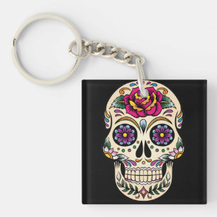ばら色のKeychainの死んだ砂糖のスカルの日 キーホルダー
