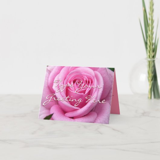 ばら色カードピンクの花のカスタムな挨拶状 カード (正面)