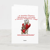 ばら色ジャックラッセルテリアおよびハートのバレンタイン シーズンカード (裏面)