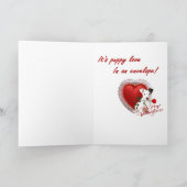 ばら色ジャックラッセルテリアおよびハートのバレンタイン シーズンカード (内部)