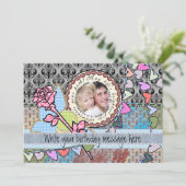 ばら色ハッピーバースデーのおもしろいおよびハートのテンプレートカード カード (スタンド正面)