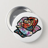 ばら色パッチボタン 缶バッジ (正面&裏面)