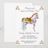 ばら色パレードの馬の誕生日の招待状 招待状 (正面/裏面)