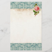 ばら色ビクトリア時代の人およびダマスク織 便箋 (正面)